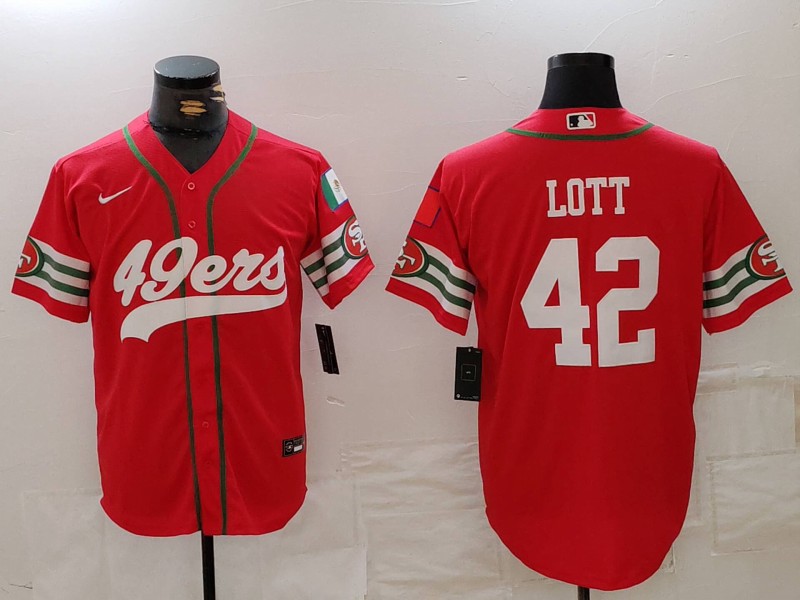 Men's San Francisco 49ers Ronnie Lott #42 Scarlet Jersey